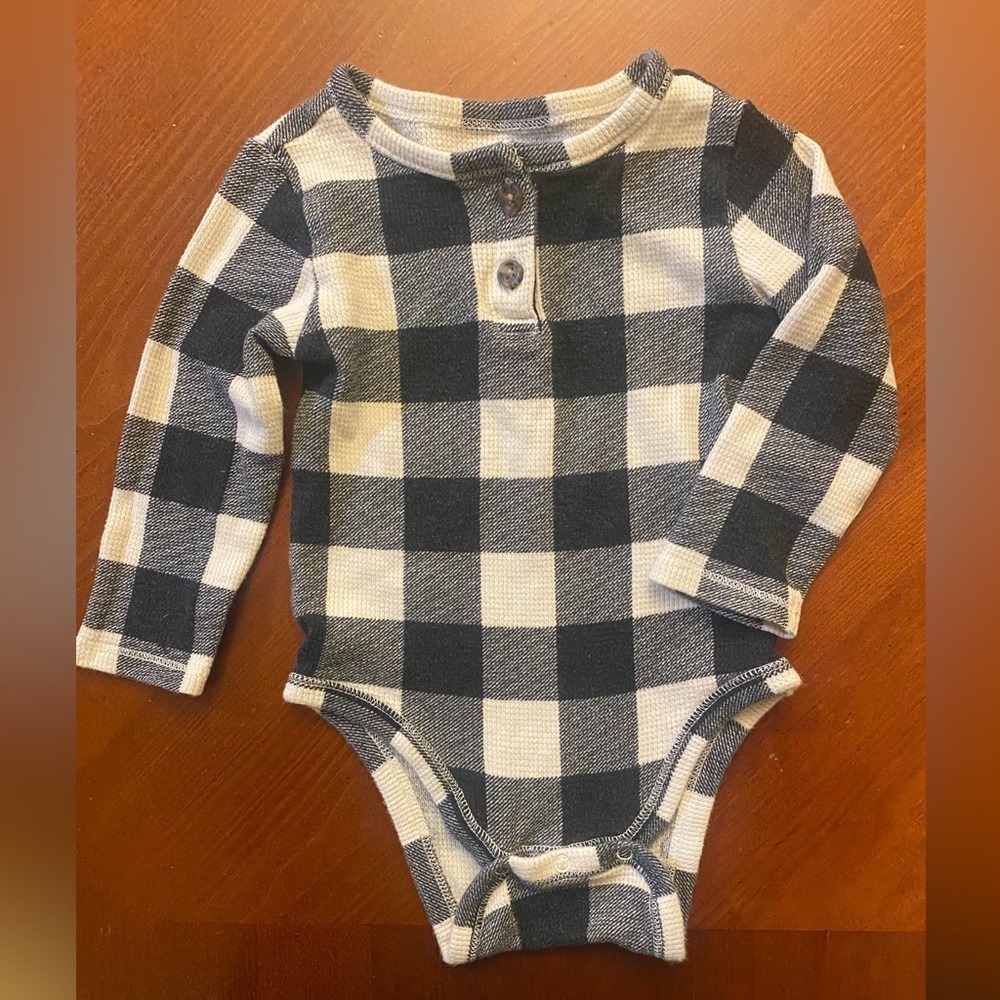 3/$20 Old Navy Plaid Henley Toddler Long Sleeve Shirt 12-18 Months